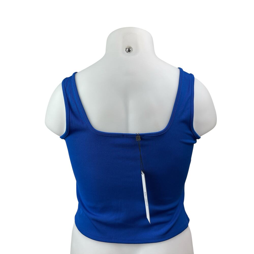 NEW BCBGeneration Womens Blue Knot Twist Front Sleeveless V Neck Crop Tank Top L - Picture 3 of 8